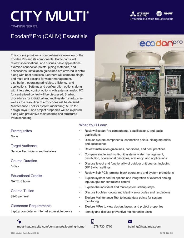 CITY MULTI Ecodan®Pro Essentials Flier