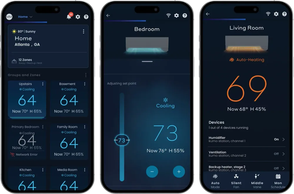 comfort app screen examples on a smartphone