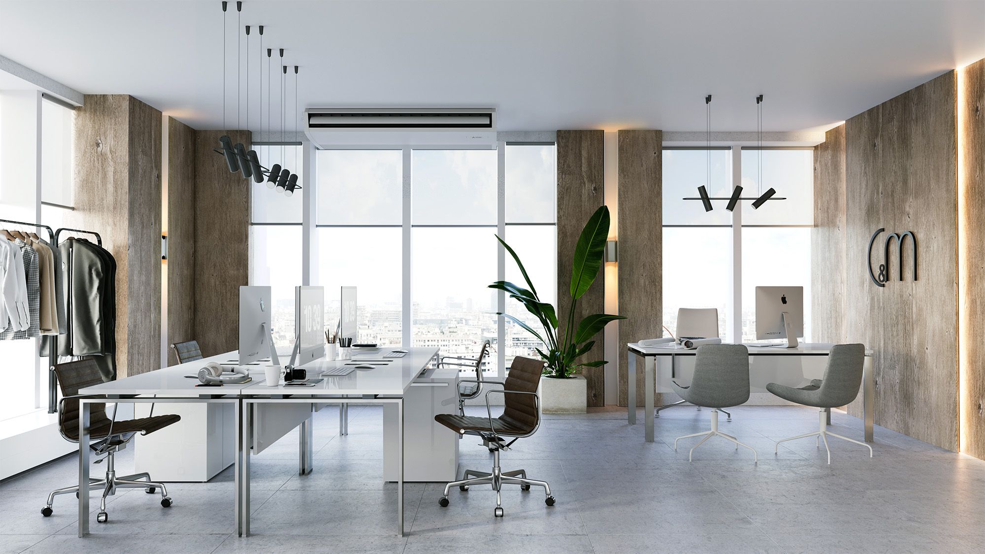 Ceiling-suspended Indoor Unit showcased in office ceiling