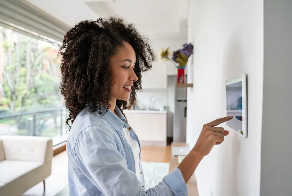 Five Smart Home Technology Trends woman indoors family people sit contemporary looking window man girl room pretty down to a science responsibility healthcare adult young internet technology dawn