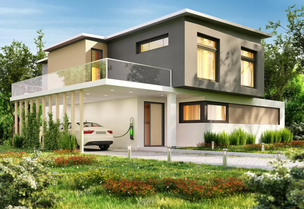Energy Efficient Homes: Five Trends Driving the Movement home house driveway family luxury architecture suburban upscale garage mortgage yard suburb real realty lawn residential property estate window