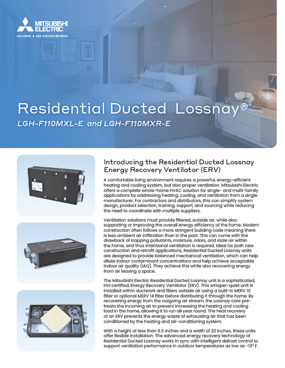 Residential Ducted Lossnay® Product Launch Guide