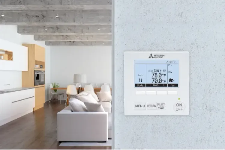 Wireless or Programmable: Which Kind Of Thermostat Is Right For You? indoors contemporary family room minimalist wood comfort architecture apartment window table wall house inside retro cozy