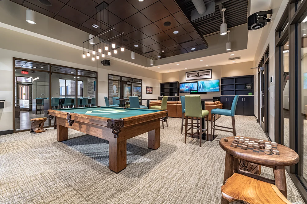 commercial billiard gaming room and lounge